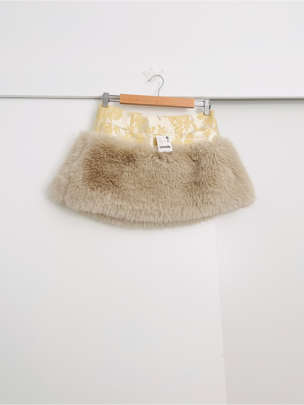 NWT Free People Laluna Jacquard Faux Fur Mini Skirt Size 0